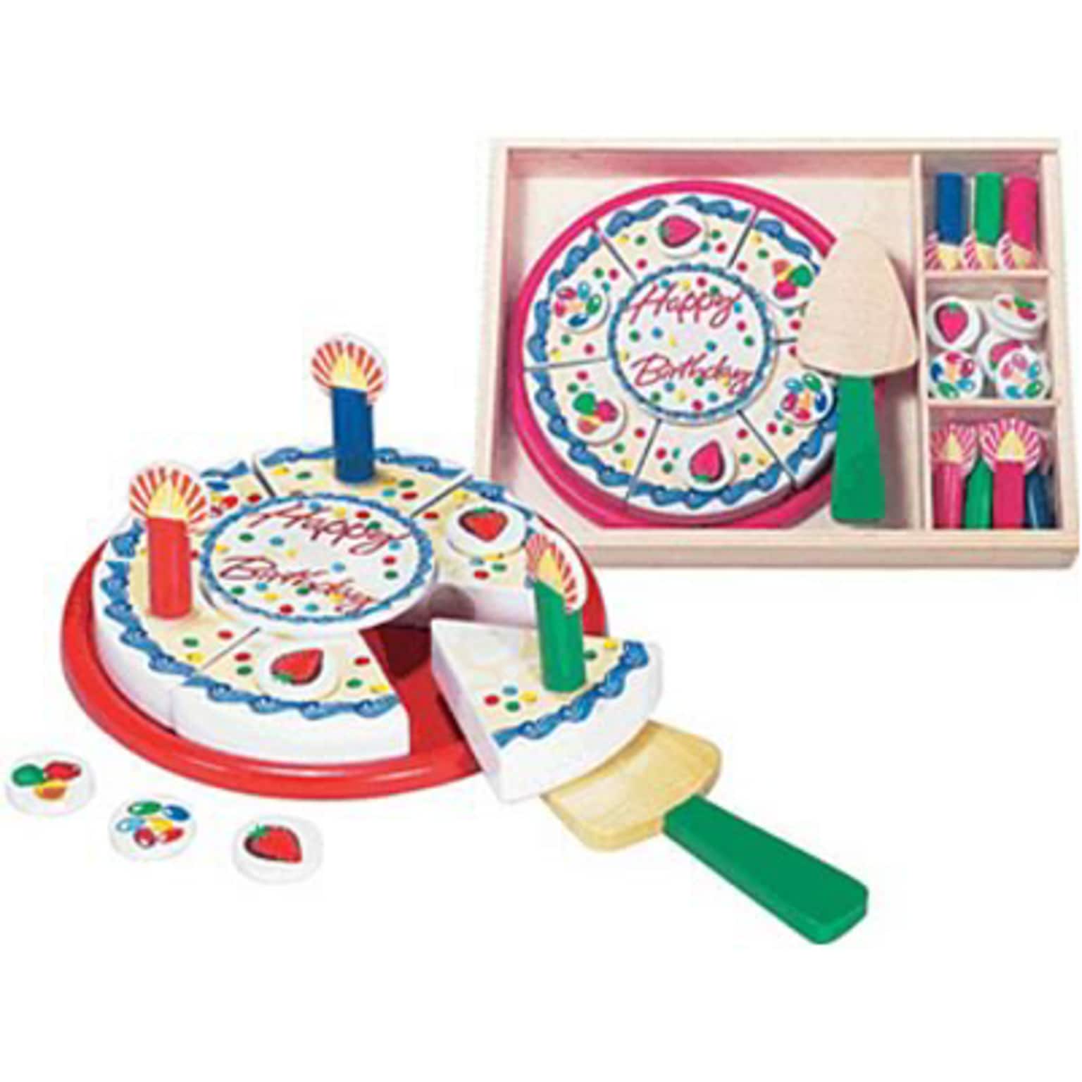 Wooden Set, Birthday Party Play Foods, 34 Pieces