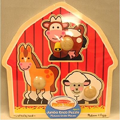 Barnyard Animals Jumbo Knob Puzzle, 12x12, 3 pieces