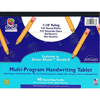 Pacon Multi-Program Handwriting Tablet, 10.5 x 8, 40 Sheets, Grades PreK-K (PAC2478)