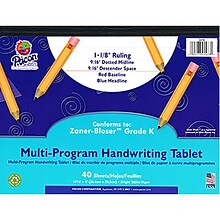 Pacon Multi-Program Handwriting Tablet, 10.5 x 8, 40 Sheets, Grades PreK-K (PAC2478)