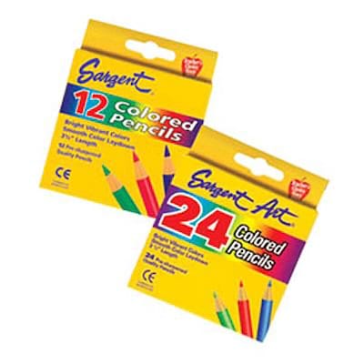 Sargent Art Half Size Colored Pencils, Assorted Colors, 12/Box (SAR227214)