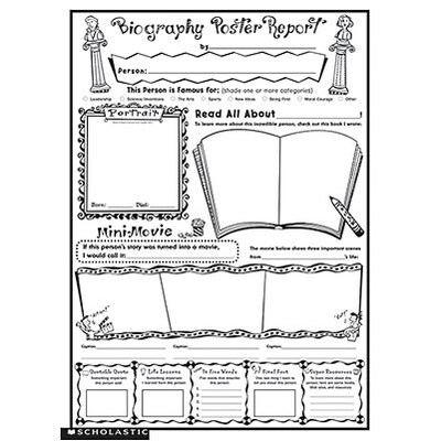 Scholastic Teaching Resources Activity Poster Sets; Biography Report