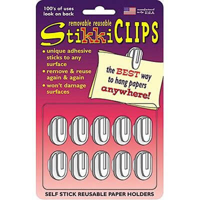 StikkiCLIPS 3.40 x 2.60 Self-Stick Reusable Paper Holders, White (STK01320)