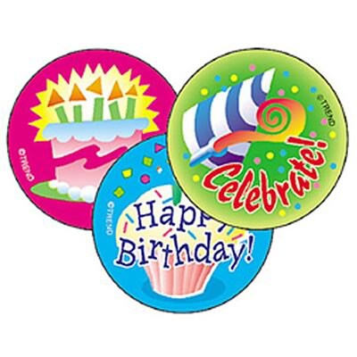 Trend Happy Birthday - Vanilla Stinky Stickers Large Round, 60 ct. (T-927)