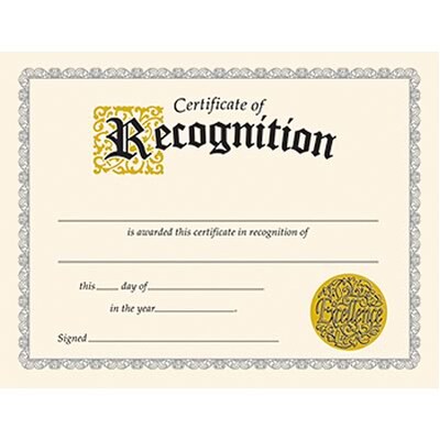 Trend Certificate of Recognition Classic Certificates, 30 CT (T-2564)