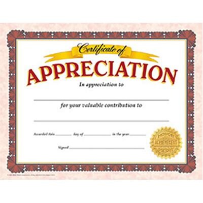 Certificate of Appreciation