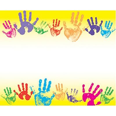 Rainbow Handprints Self-Adhesive Name Tags; 3 x 2-1/2, 40/Pack