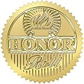 Honor Roll Award Seal; 2 Dia., 32/Pack