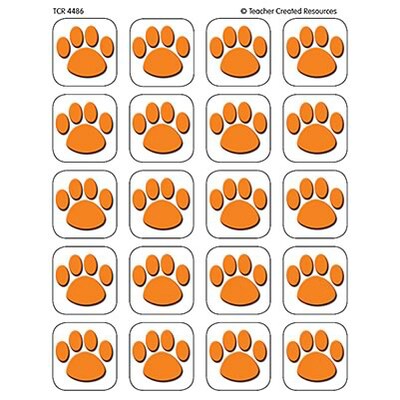 Teacher Created Resources Stickers; Orange Paw Print