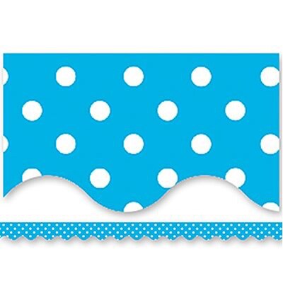 Mini Polka Dots Border Trim, Aqua, 2-3/16x35, 12/pkg
