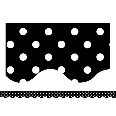 Mini Polka Dots Border Trim, Black, 2-3/16x35, 12/pkg