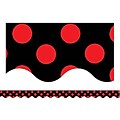 Mini Polka Dots Border Trim, Red on Black, 2-3/16x35, 12/pkg