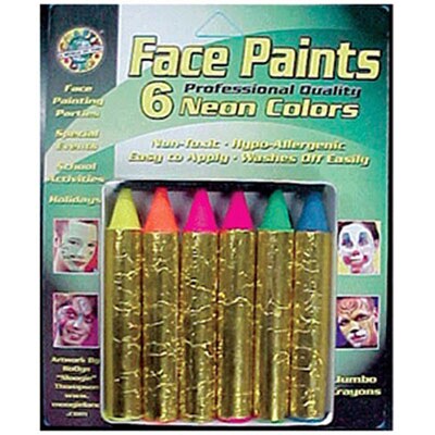 Crafty Dab Jumbo Face Paints, Washable Crayons, Vivid Assorted Colors, Pack of 6 (CV-80030)