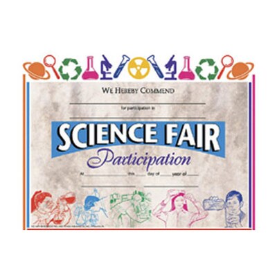 Hayes Science Fair Participation Certificate, 8.5 x 11, Pack of 30 (H-VA572)