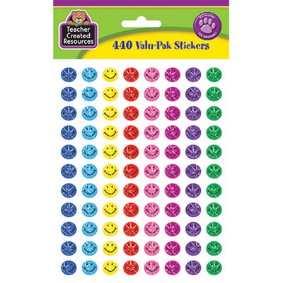 Teacher Created Resources Mini Stickers; Happy Face Sparkle Valu-Pak