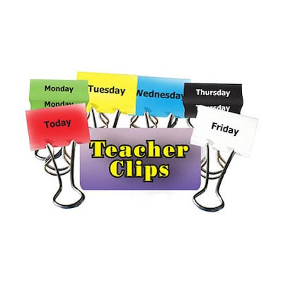 Top Notch Teacher Products 2 Days of the Week Binder Clips, Assorted Colors (TOP2301)