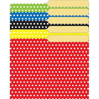 Top Notch Teacher Products Mini Polka Dot File Folder, 2-Tab, 4 x 6 Size, Assorted Polka Dots, 25/Pack (TOP3376)