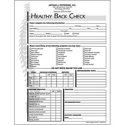 Medical Arts Press® Chiropractic Forms; Healthy Back Check