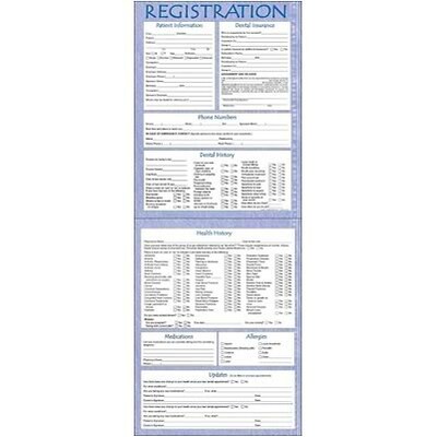 Medical Arts Press® Dental Registration and History Form, Blue Denim Border
