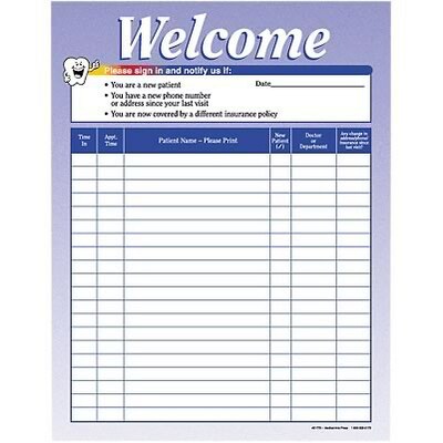 Medical Arts Press 1-part Traditional Sign-In Sheets Smiling Tooth, HIPPAA Compliant 500/Pack (21775RL)