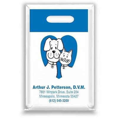 Medical Arts Press® Veterinary Personalized Large 2-Color Supply Bags; Dog & Cat in a Heart