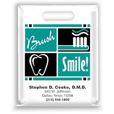 Medical Arts Press® Dental Personalized Small 2-Color Supply Bags; 7-1/2x9, Brush/Smile!, 100 Bags,