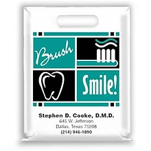 Medical Arts Press® Dental Personalized Small 2-Color Supply Bags; 7-1/2x9, Brush/Smile!, 100 Bags,