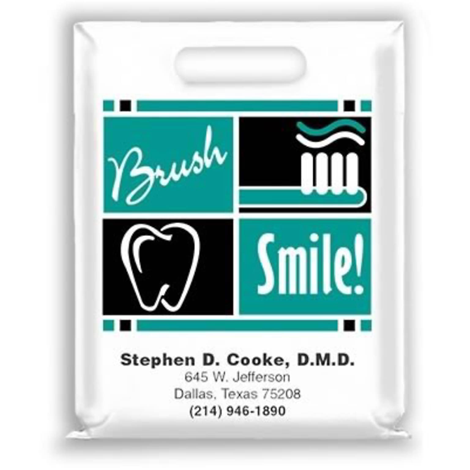 Medical Arts Press® Dental Personalized Small 2-Color Supply Bags; 7-1/2x9, Brush/Smile!, 100 Bags, (53201)