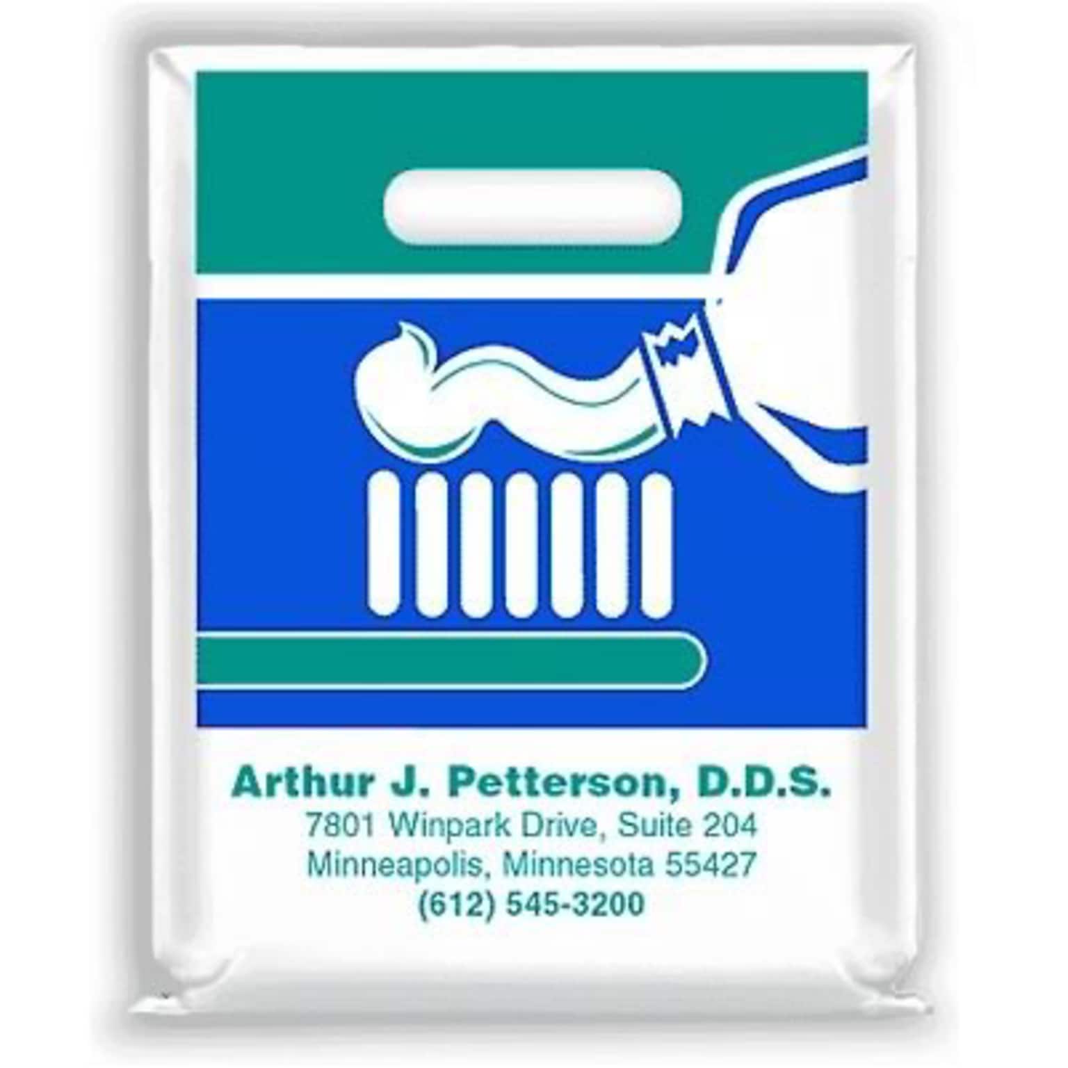 Medical Arts Press® Dental Personalized Small 2-Color Supply Bags; 7-1/2x9, Brush and Paste, 100 Bags, (53730)