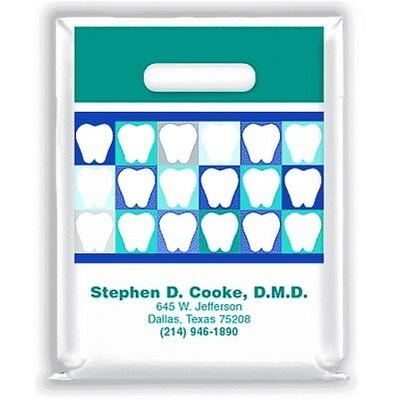 Medical Arts Press® Dental Personalized 2-Color Supply Bags; 7-1/2x9, Tooth Quilt Design, 100 Bags,