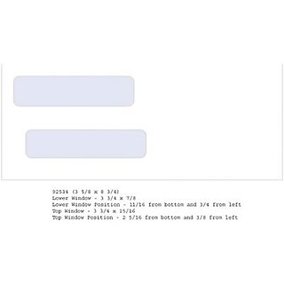 Double Window Self Seal Envelopes for Blank Voucher, Top and 3-Per-Page Laser Checks, 250/Box