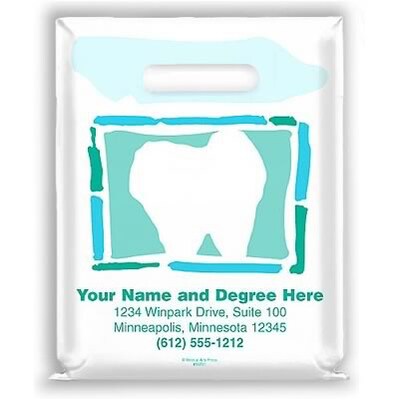 Medical Arts Press® Dental Personalized 2-Color Supply Bags; 7-1/2x9, Abstract Tooth w/Border, 100