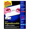 Avery® Removable Repositionable Address Labels; White, 1x2-5/8, 750 Labels
