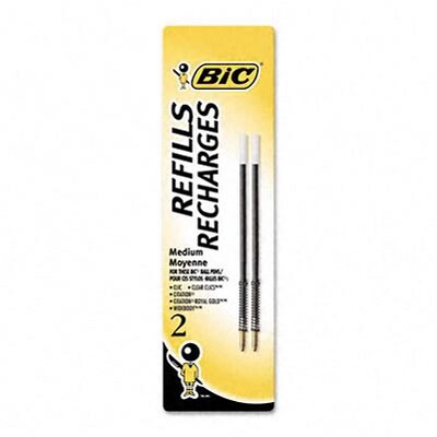 BIC Ballpoint Pen Refills, Medium Point, Black Ink, 2/Pack (MRC21BK)
