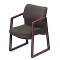 2400 Series Guest Arm Chair, Mahogany Finish, Gray Fabric