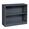 Metal Bookcase, 2 Shelves, 34-1/2w x 12-5/8d x 29h, Charcoal