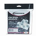 Innovera® CD/DVD Sleeves; 25 Pk, Clear, Built in Label Tab