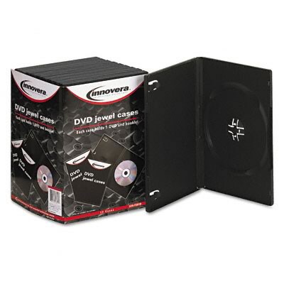 Innovera® CD/DVD Jewel Cases; Standard DVD Jewel Case, Black, 10/Pack