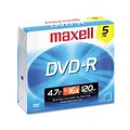 Maxell® DVD-R/DVD+R Discs; 4.7GB, 16x, Gold, 5-Pack w/Jewel Cases