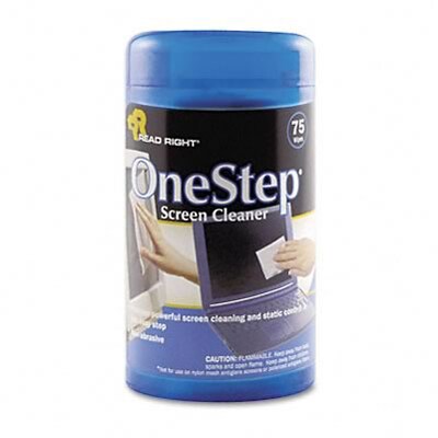 OneStep CRT Screen Cleaner Wet Wipes, Cloth, 3-1/4 x 3-1/4, 75/Tub