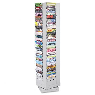 Steel Rotary Magazine Rack, 92 Pockets, 14 x 14 x 68, Gray