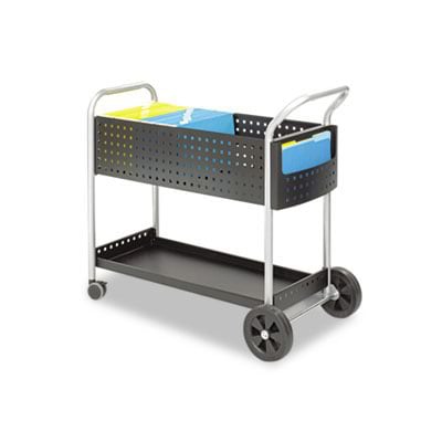 Scoot Mail Cart, 1-Shelf, 300lbs, 22-1/2 x 39-1/2 x 40-3/4, Black/Silver