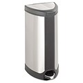Safco® Triangular Step-On Waste Cans; Stainless Steel, 10-Gal, Chrome/Black