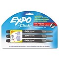 Expo® Click™ Retractable Dry-Erase Markers; Fine Tip, Black, 3/Pack