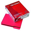 File Folders, 1/3 Cut, Reinforced Top Tab, 11 Point, Letter, Red, 100/Box