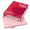 Hanging File Folders, 1/5 Tab, 11 Point Stock, Letter, Pink, 25 per Box