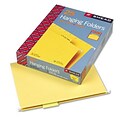 Hanging File Folders, 1/5 Tab, 11 Point Stock, Letter, Yellow, 25 per Box