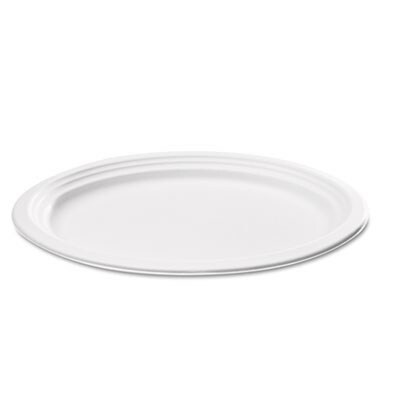 NatureHouse® Bagasse Plates; Oval Plate, 10-1/4" x 7-3/4", White, 125/Pack