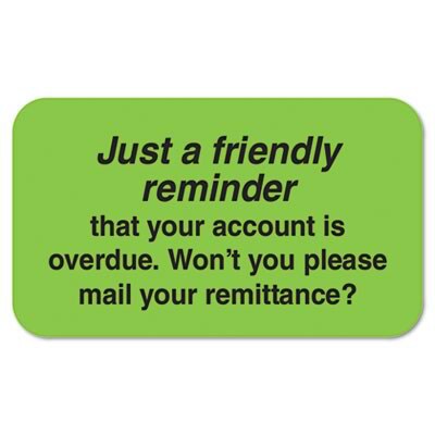 Tabbies® Medical Labels; Friendly Reminder, Fluorescent Green, 1-1/2x7/8", 250 Labels