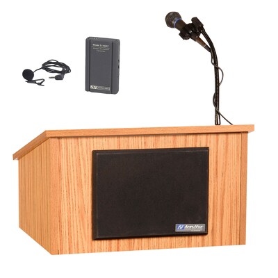 AmpliVox® APLSW250OK30 Wireless Sound System Lectern; Tabletop, Medium Oak